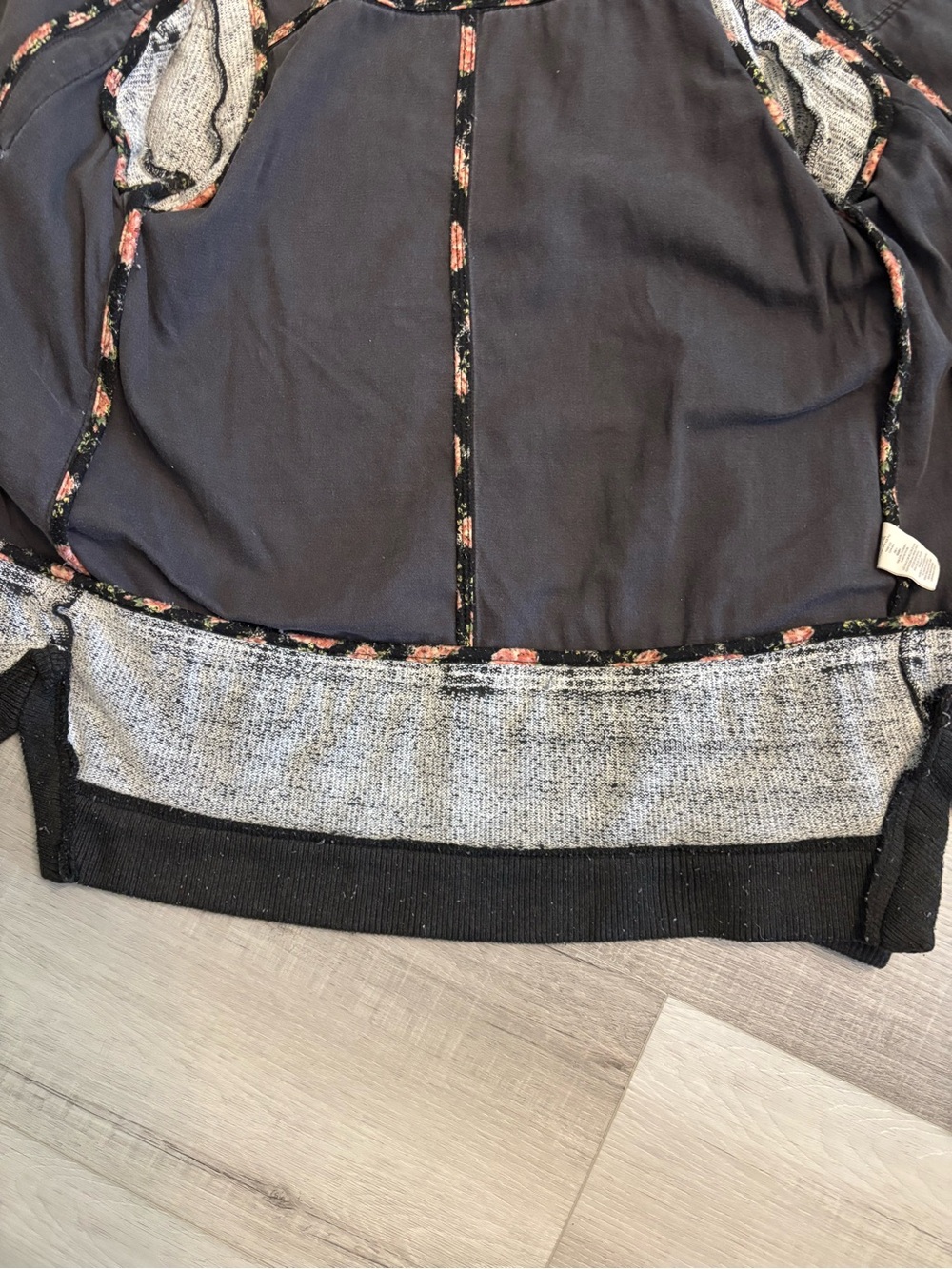 Free People Hooded Utility Jacket Sweater Mix Media Gray S - Picture 9 of 16